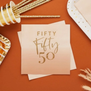 50 Års Servietter Rosa
