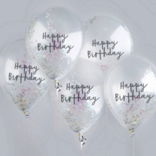 Happy Birthday Konfetti Balloner Iriserende