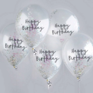 Happy Birthday Konfetti Balloner Iriserende
