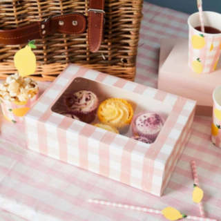 Gingham Pastel Cupcake Æske