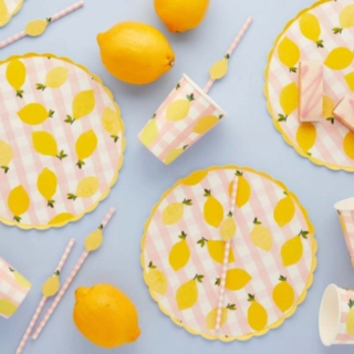 Citron Gingham Paptallerkener