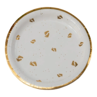 Babyfødder Paptallerkener Hvid/Guld