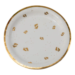 Babyfødder Paptallerkener Hvid/Guld