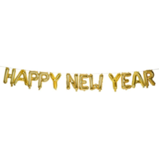 Happy New Year Folieballoner Guld