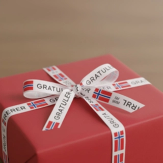 Norsk Gratulerer Satinbånd
