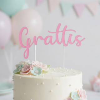 Grattis Kagetopper Lyserød