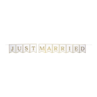 Just Married Flagbanner Hvid/Guld