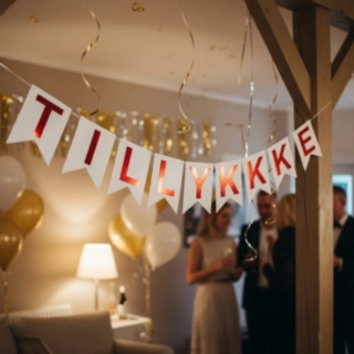 Tillykke Banner Rød