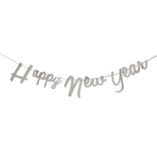 Happy New Year Guirlande Sølv