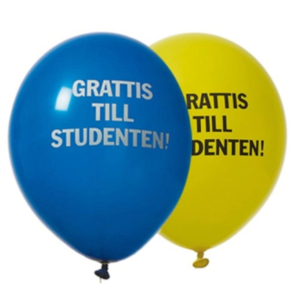 Grattis Till Studenten! Latexballoner Gul/Blå