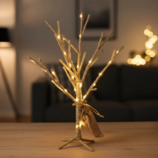 LED Jute Juletræ Guld