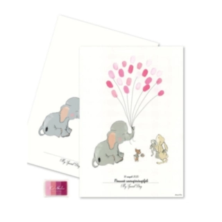 Elefant Fingeraftryk Plakat Lyserød