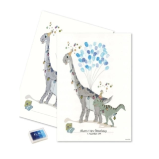 Dinosaur Fingeraftryk Plakat Blå