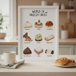 World Of Danish Cakes A4 Plakat