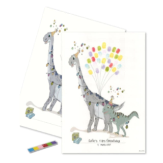 Multifarvet Fingeraftryk Plakat Dino