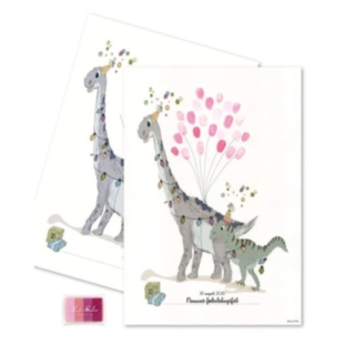 Lyserød Fingeraftryk Plakat Dino
