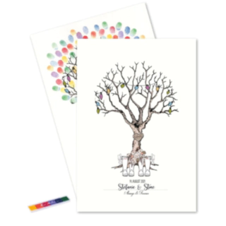 Bryllup Fingeraftryk Plakat Mrs. & Mrs.