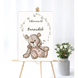 Barnedåb Velkomstplakat Lyserød