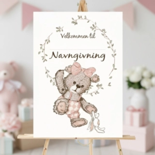 Navngivning Velkomstplakat Lyserød