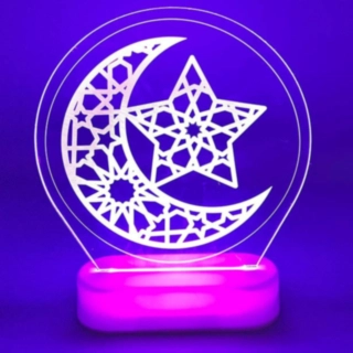 Eid og Ramadan 3D Led bordstander Halvmåne/Stjerne