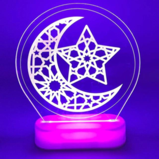 Eid og Ramadan 3D Led bordstander Halvmåne/Stjerne