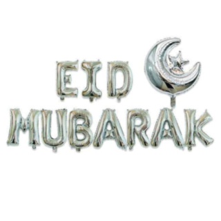 Eid Mubarak Sølv Folie Balloner