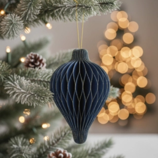Julepynt Honeycomb Ornament Navyblå