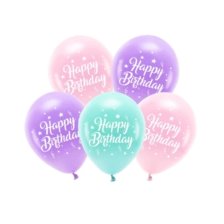 Happy Birthday Balloner Lyserød/Lilla