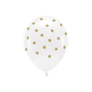 Basic Stjerne Balloner Hvid/Guld