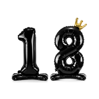 18 Års Stående Talballon Sort