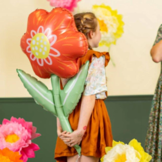Blomst Folieballon Rød/Grøn