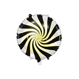Rund Bolsje Folieballon Sort/Hvid