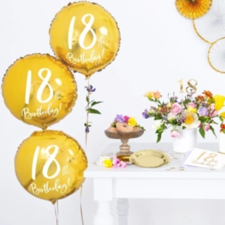 Rund 18th Birthday Folieballon Guld