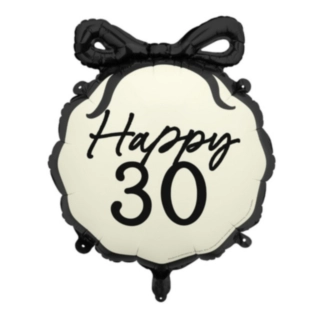 Happy 30 Folieballon Sort/Hvid
