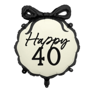 Happy 40 Folieballon Sort/Hvid