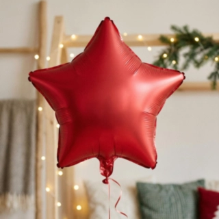 Stjerne Folieballon Mat Rød