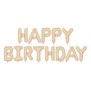 Happy Birthday Folieballoner Beige