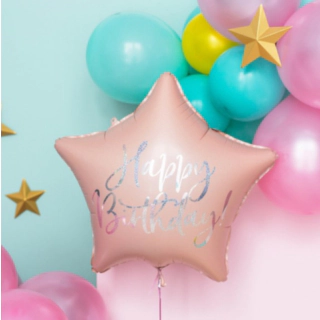 Stjerne Happy Birthday Folieballon Sartrosa