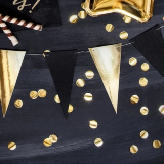 Vimpelguirlande Sort/Guld
