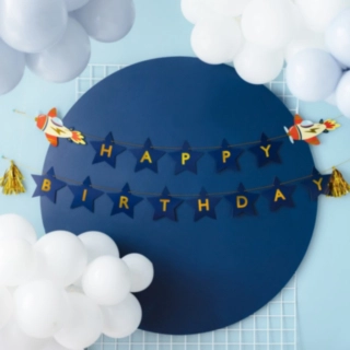 Flyvemaskine Happy Birthday Guirlande