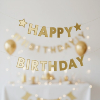Happy Birthday Stjerne Guirlande Guld