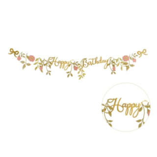 Blomster Happy Birthday Guirlande Guld