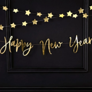 Happy New Year Guirlande Guld