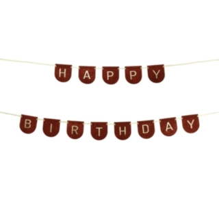 Filt Happy Birthday Guirlande Brun