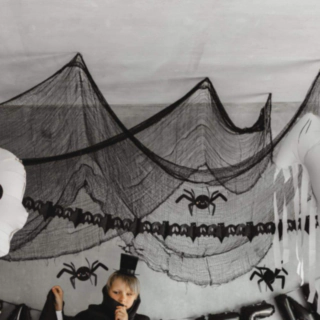 Halloween Stofbaggrund Sort