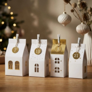 Papirhuse Julekalender Hvid Guld
