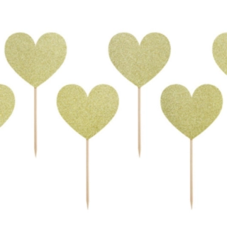 Hjerte Madpinde Glitter Guld