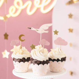 Stork Cupcaketoppere Lyserød