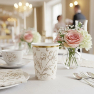 Blomster Papkrus Beige/Guld