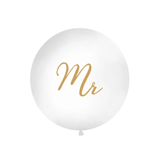 Mr Kæmpe Ballon Hvid/Guld